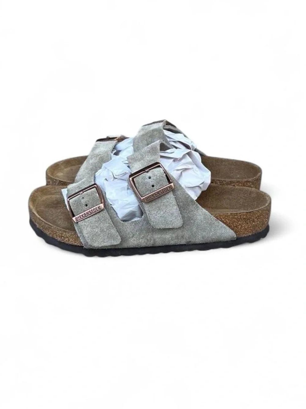 Birkenstock Arizona Taupe Suede Soft Footbed Sandals EU 38 US Women’s 7 Regular